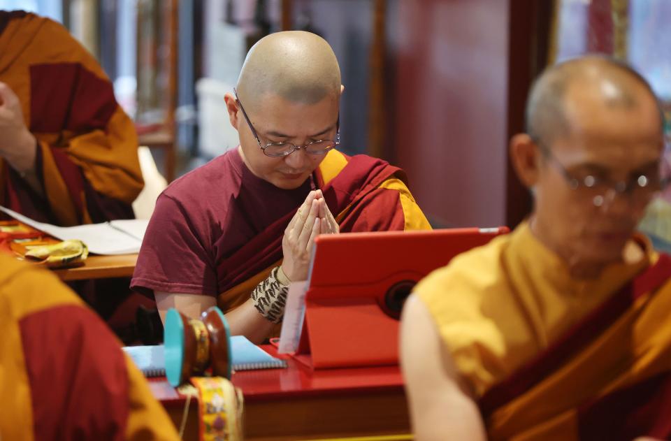 Practitoners at the Urgyen Samten Ling Tibetan Buddhist Temple participate in Prayers for Compassion in Salt Lake City on Thursday, July 13, 2023. | Jeffrey D. Allred, Deseret News