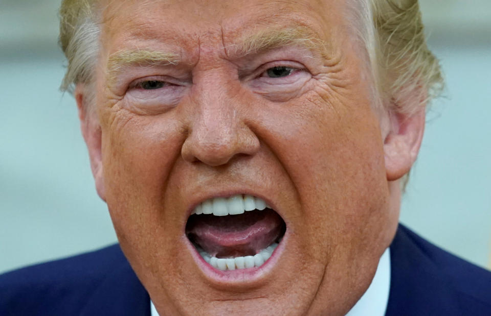 President Trump speaks about the impeachment inquiry last week. (Photo: Kevin Lamarque/Reuters)