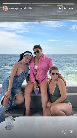 <p> Selena Gomez/Instagram</p> Selena Gomez poses with friends onboard a boat.