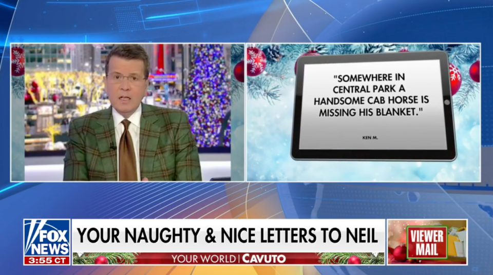 Viewers also sent more light-hearted hate mail, mocking a recent blazer choice by Mr Cavuto. (Fox News)
