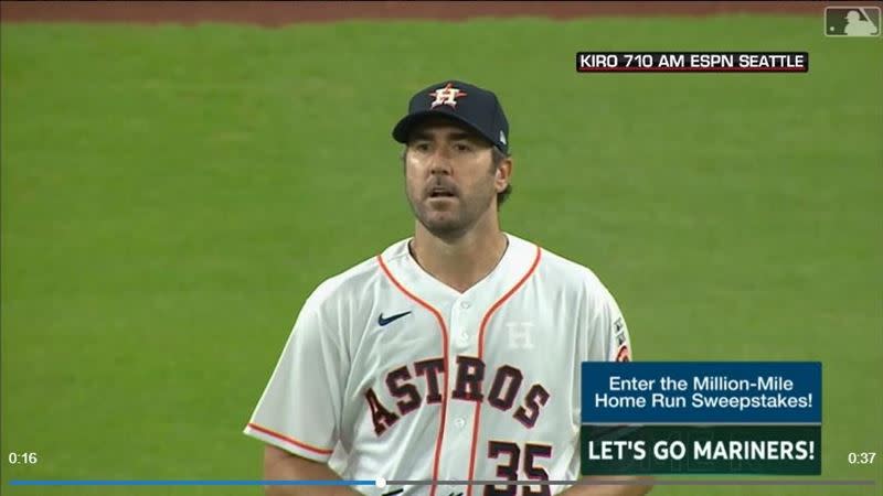 韋蘭德（Justin Verlander）挨2轟仍拿勝投。（圖／翻攝自MLB官網）