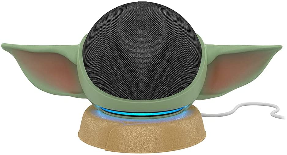 All-new Echo Dot (4th Gen) Charcoal with All New, Made for Amazon, featuring The Mandalorian Baby Grogu