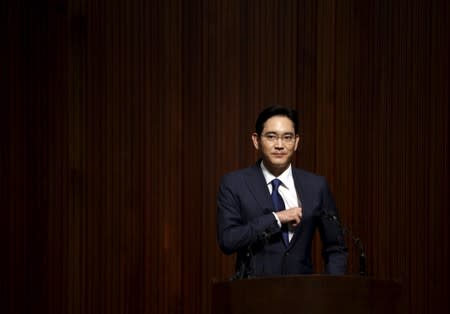 Jay Y. Lee arrives to make a public apology over the spread of the Middle East Respiratory Syndrome (MERS) at Samsung Medical Center, at the company's headquarters in Seoul