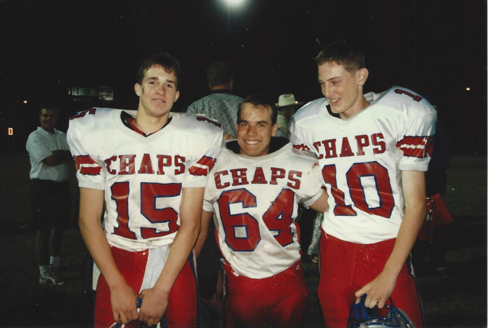 Drew Brees (No. 15) threw for more than 5,000 yards and led Westlake to a 28-0-1 record in two seasons as the varsity starting quarterback. (photo via Chip and Amy Brees)