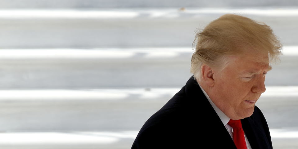 WASHINGTON, DC - NOVEMBER 29: U.S. President Donald Trump walks toward a group of reporters to answer questions while departing the White House November 29, 2018 in Washington, DC. Trump answered numerous questions regarding his former attorney Michael Cohen's recent court appearance and testimony before departing for the G-20 summit in Buenos Aires. (Photo by Win McNamee/Getty Images)