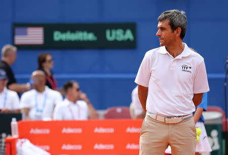 Tennis - Davis Cup - World Group Semi-Final - Croatia v United States - Sportski centar Visnjik, Zadar, Croatia - September 14, 2018 Umpire Carlos Ramos before the second rubber REUTERS/Antonio Bronic