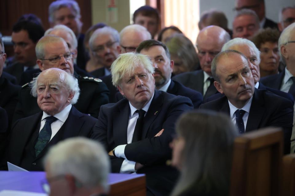 Prime Minister Boris Johnson at the funeral of former Northern Ireland first minister and UUP leader David Trimble (Liam McBurney/PA) (PA Wire)