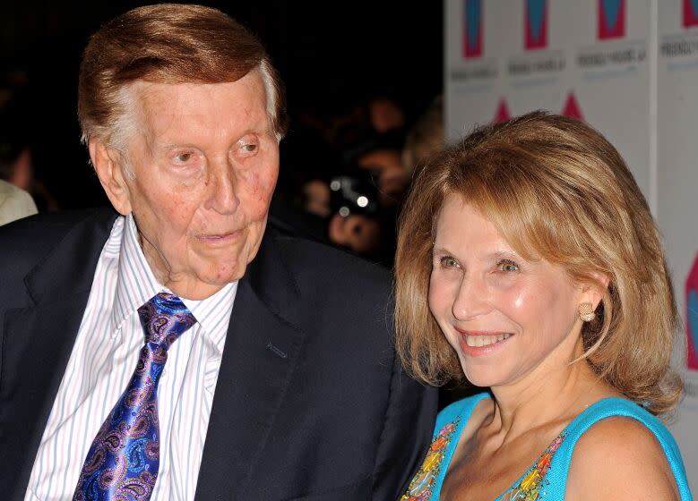 Sumner Redstone, at left, and Shari Ellin Redstone is seen at the LA Friendly House Luncheon on Saturday, Oct. 27, 2012 in Beverly Hills, Calif. ( Photo by Katy Winn/Invision for LA Friendly House/AP Images)