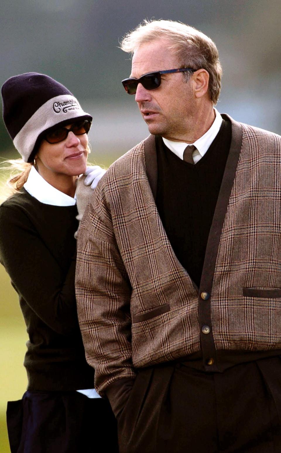 Kevin Costner and Christine Baumgartner on the Old Course of the Royal & Ancient, St Andrews, Scotland, ahead of the Dunhill Links Championship.
