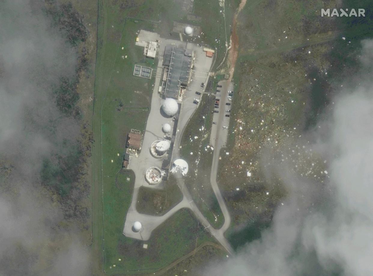 A satellite image shows a damaged NASA remote ground terminal after typhoon Mawar, in Dededo, Guam, May 26, 2023 (via REUTERS)