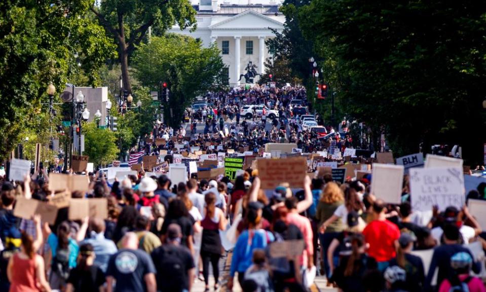 Donald Trump has responded to massive protests against police violence and racism by arguing that leftwing violence is a major threat.