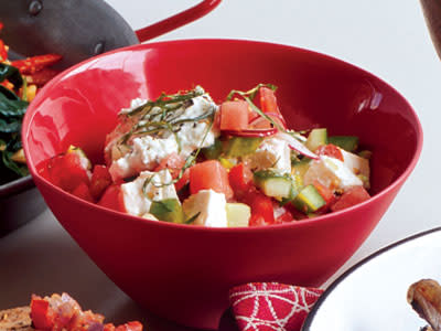 Chopped Veggie Salad with Watermelon and Feta Cheese