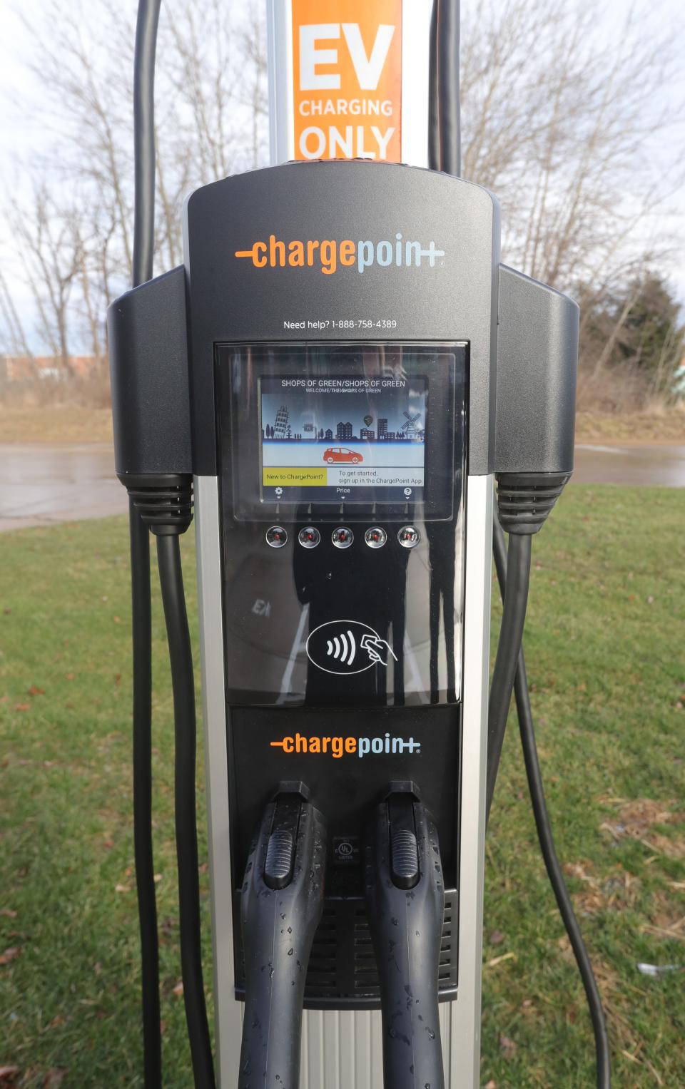 A new EV Charging Station at the Shops of Green on Thursday, Jan. 13, 2022 in Green.