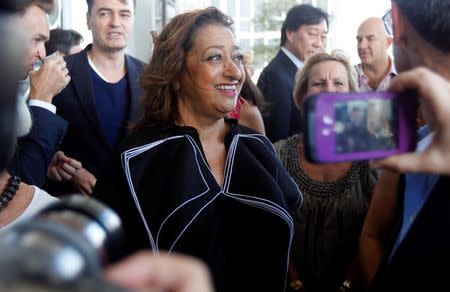 File photo of renowned international architect Zaha Hadid arriving at a ground-breaking ceremony for her residential tower in Miami December 5, 2014. REUTERS/Andrew Innerarity