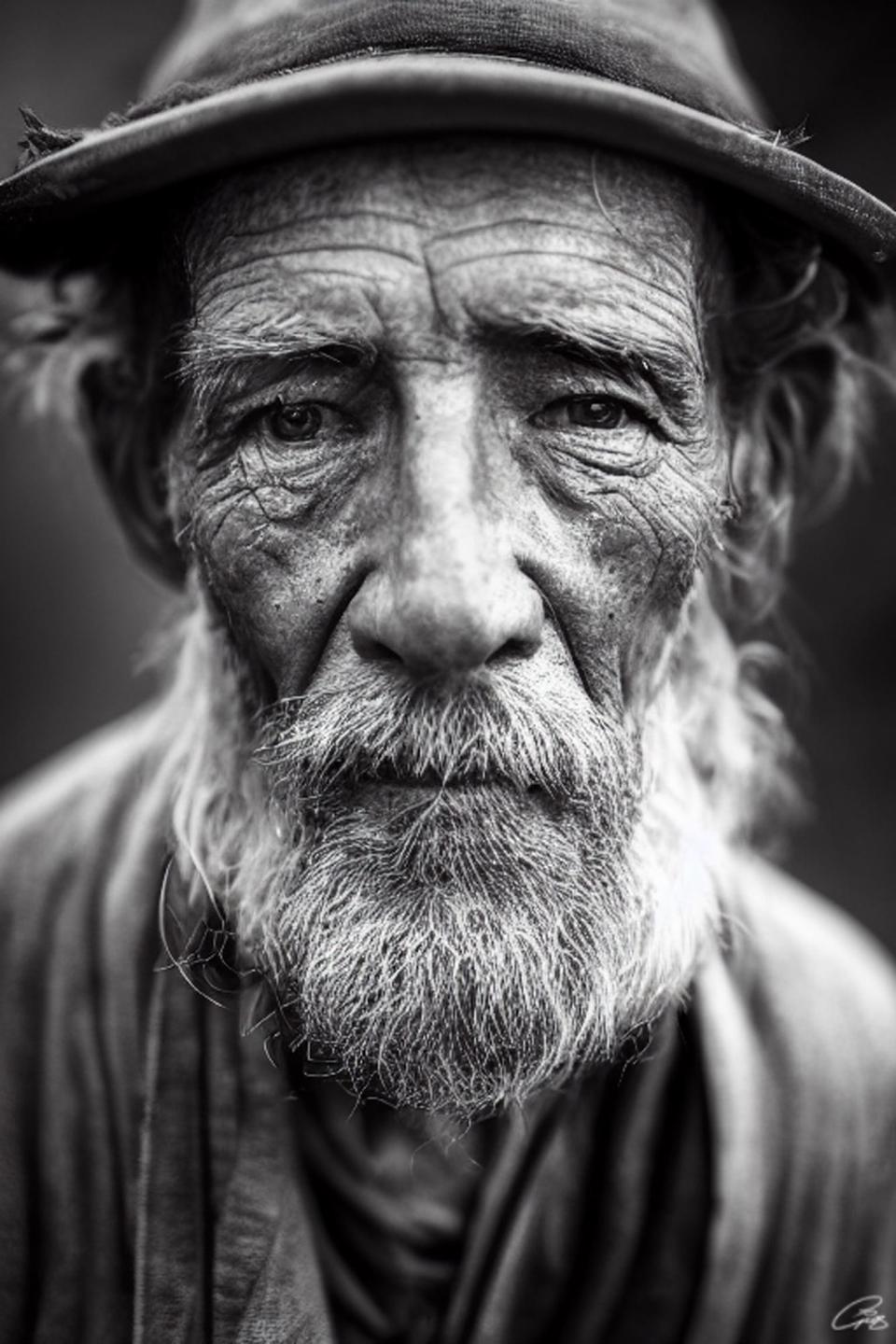 AI portrait of an old man with character