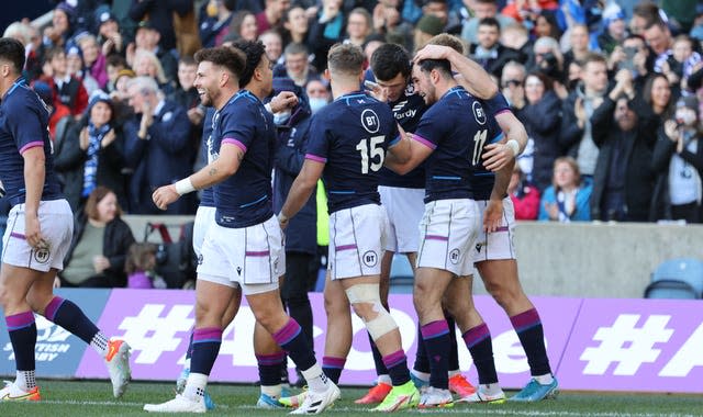 Scotland celebrate a try