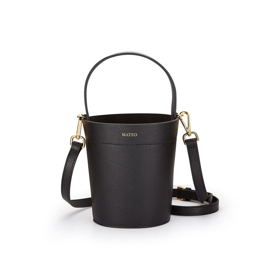 Black Pebbled Leather Madeline Bucket Bag