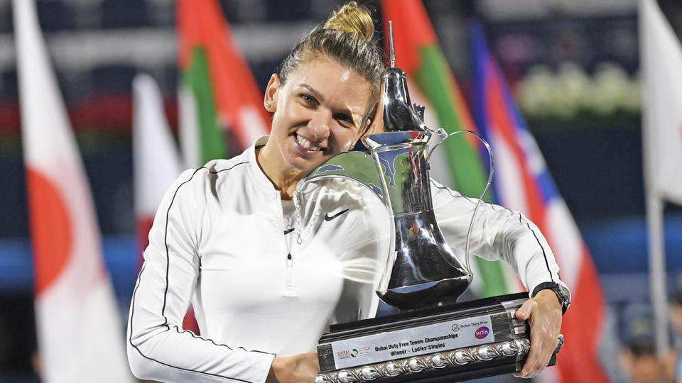 Simona Halep joins Novak Djokovic in expressing doubt over participating in the US Open. (Getty Images)