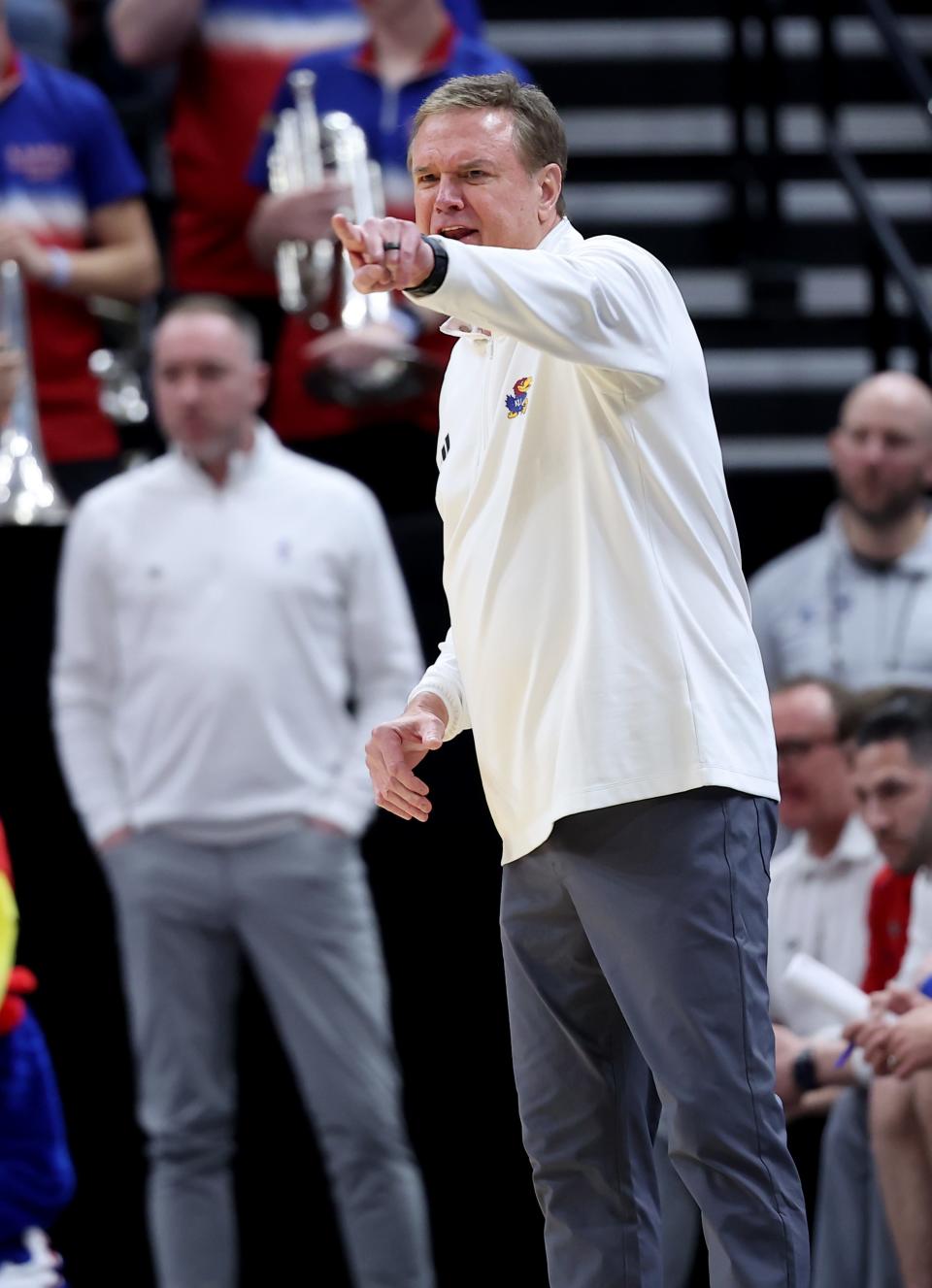Kansas basketball coach Bill Self looks on during a NCAA tournament game Thursday against Samford in Salt Lake City, Utah.