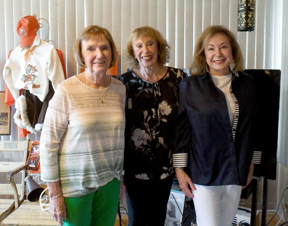 Mary Ellen Clark, 80, from left, Myrna Goldberg, 81, and Patti (Bolog) Schaefer, 82,, were all members of the Cassidyetts who cheered for the Cleveland Browns in the mid-1950s while students at Alliance High School. It was one of the first cheer squads in professional football.