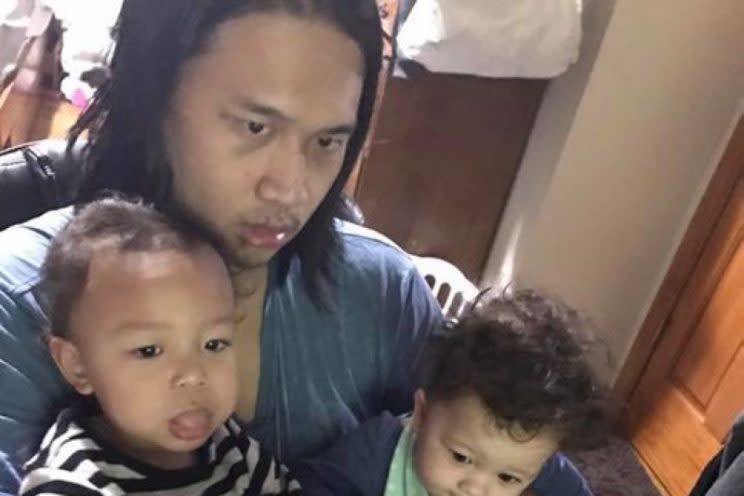 Dad with his two boys before their heads were shaved. (Photo: GoFundMe)