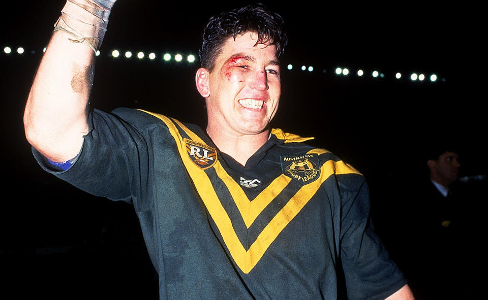 Mark Carroll in 1995 after a game for the Kangaroos.