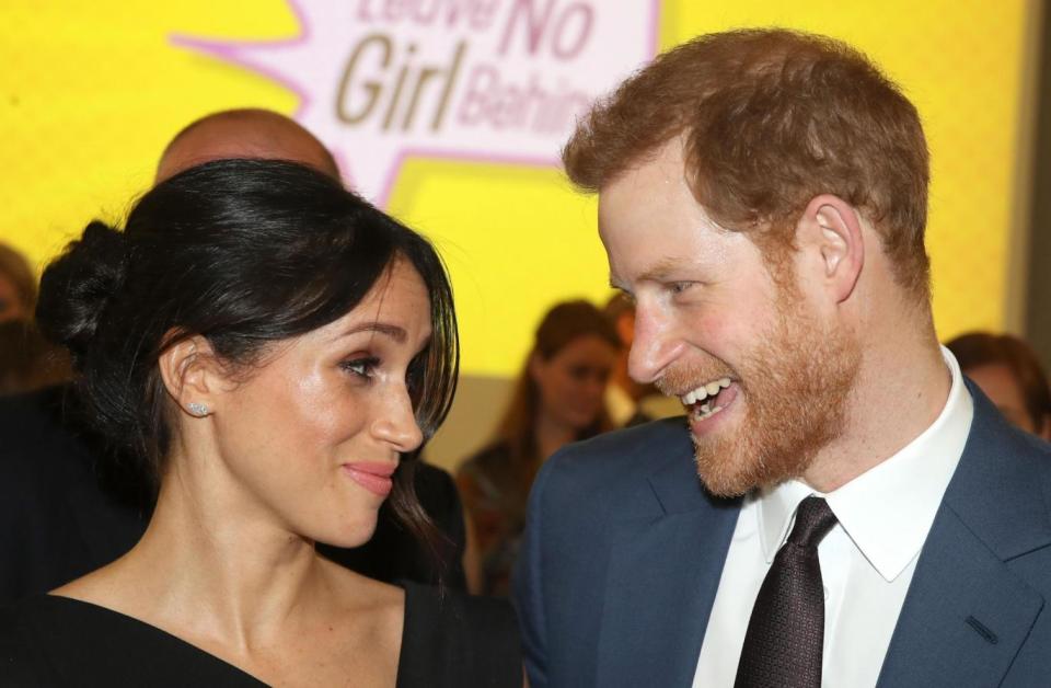 The couple looked smitten at the event, which was held a month before their wedding (Getty Images)