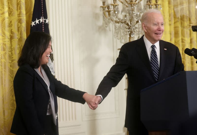 FILE PHOTO: U.S. President Biden at the White House in Washington, U.S.