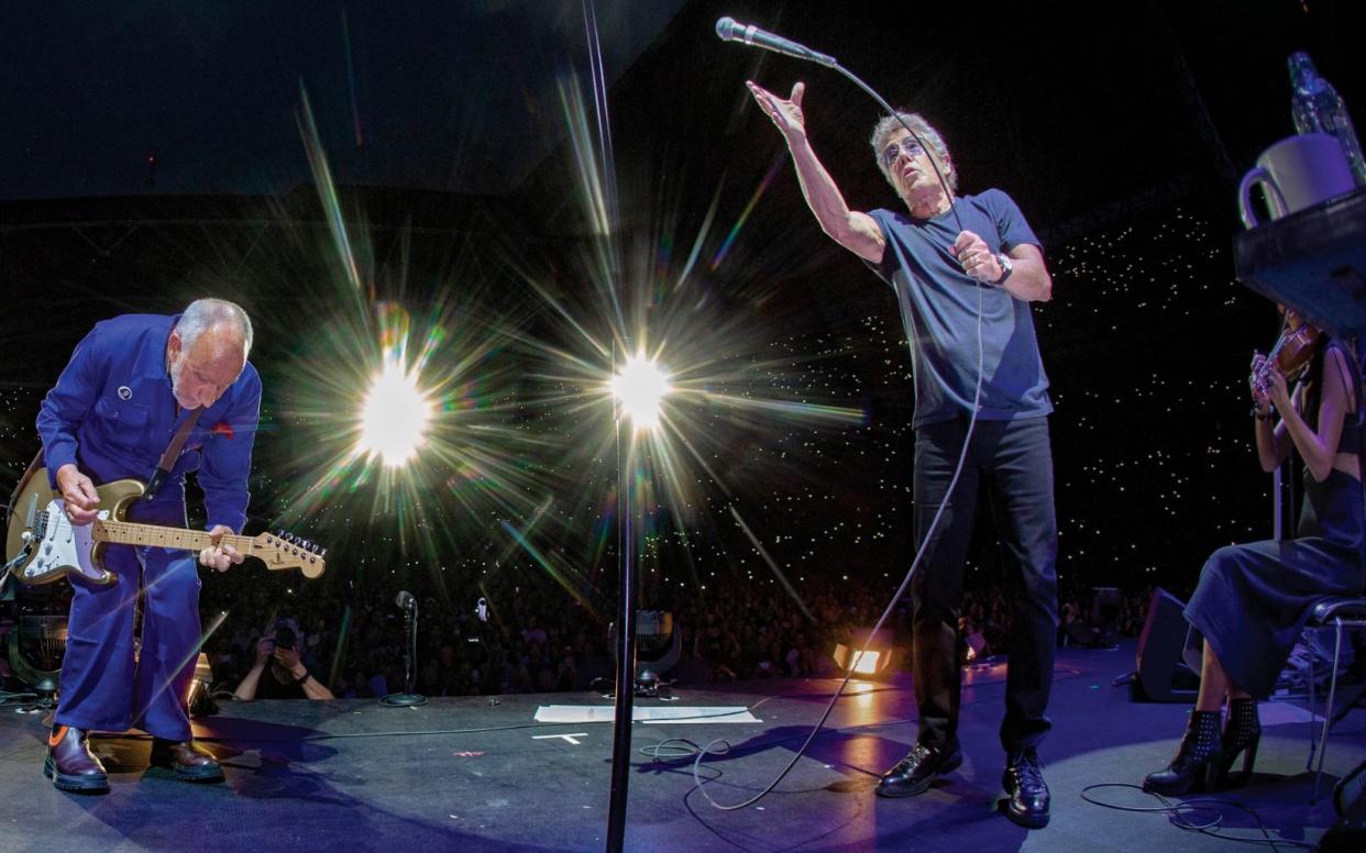 Pete Townshend and Roger Daltrey on stage