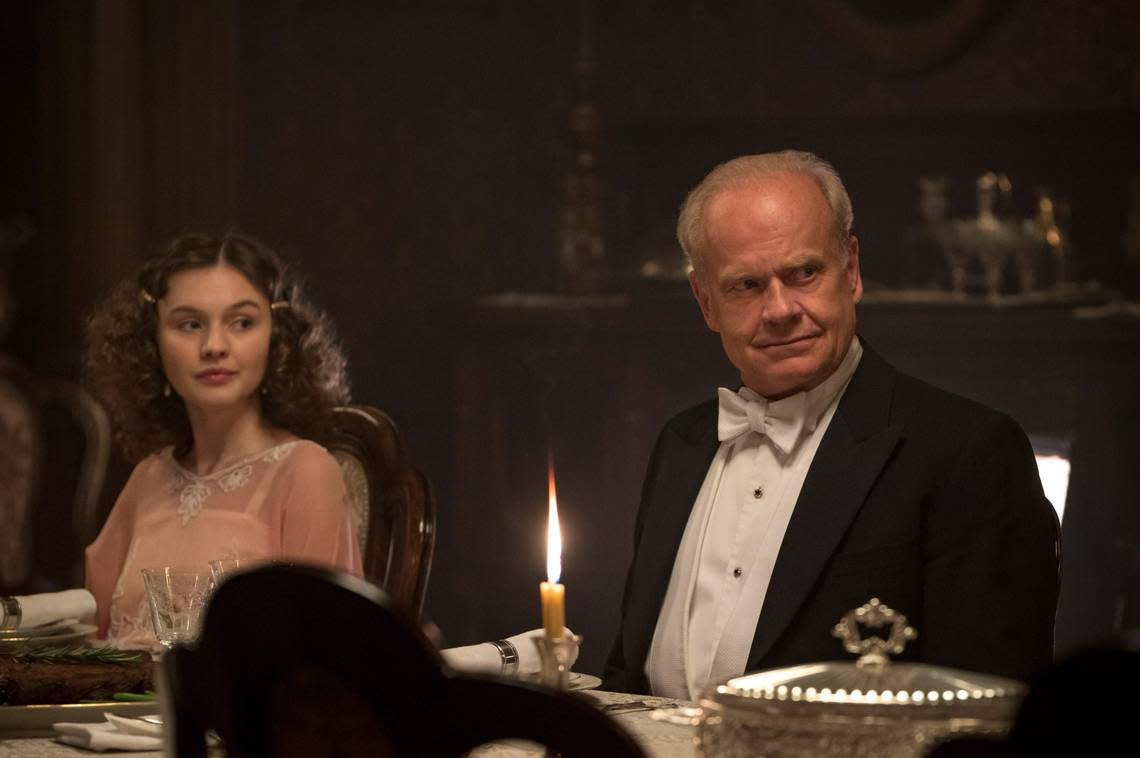 Alana Boden as Alicia Foxworth and Kelsey Grammer as Garland Foxworth in the Lifetime limited series “Flowers in the Attic: The Origin.”