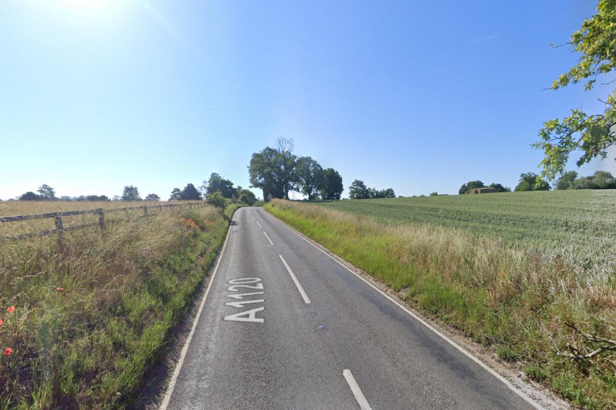 Part of the A1120 in Yoxford is closed <i>(Image: Google Maps)</i>