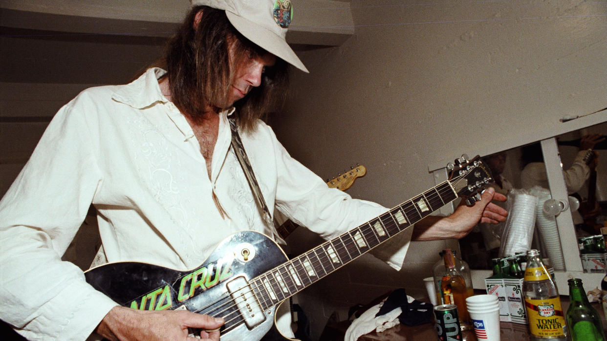  Neil Young of The Ducks backstage at The Catalyst Club in 1977 in Santa Cruz, California. 