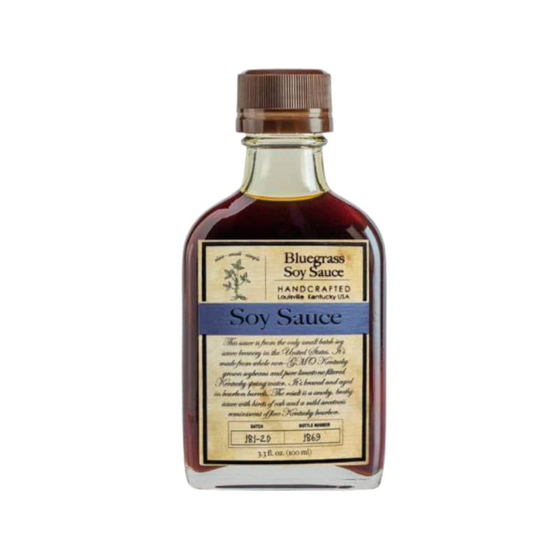 Bottle of Bourbon Barrel Foods Bluegrass Soy Sauce