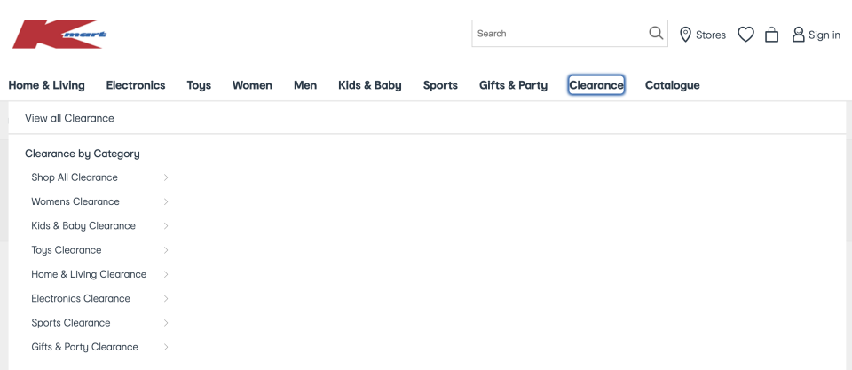 Kmart has created a new 'Clearance' section on its website. Photo: Kmart