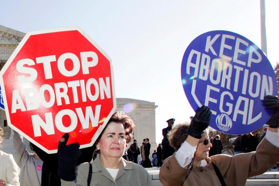 Protest on abortion outside the Supreme Court in 2005.