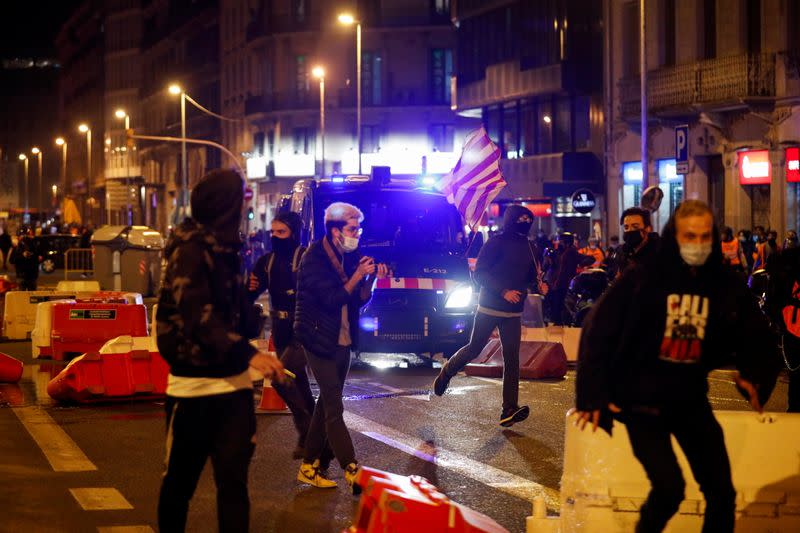 Protest against the arrest of Catalan rapper Pablo Hasel in Barcelona