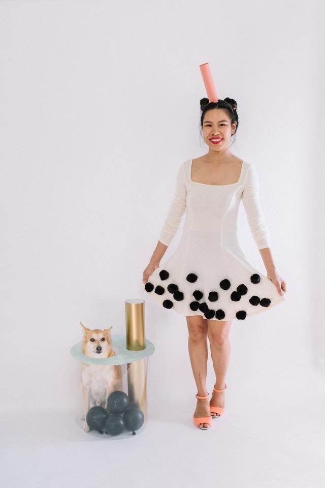 Super easy DIY costume! XL t-shirt, XL cami and a large bouncy ball!