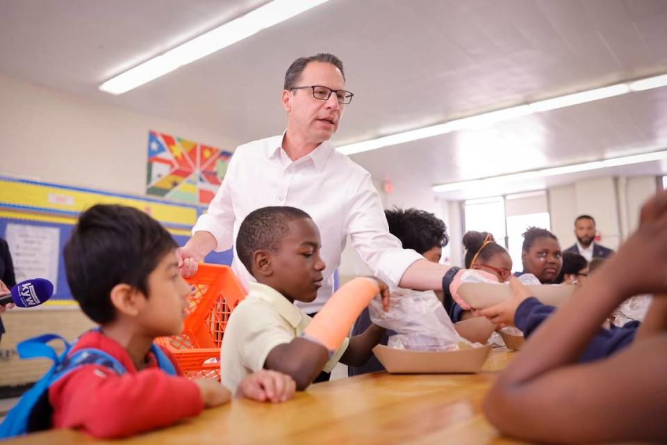 Gov. Josh Shapiro at George W. Childs Elementary School in Philadelphia.