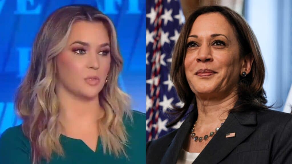 Fox News Channel’s Katie Pavlich (left) said Vice President Kamala Harris (right) was chosen for the office because of her gender and her race. (Photos by Twitter and Anna Moneymaker/Getty Images)