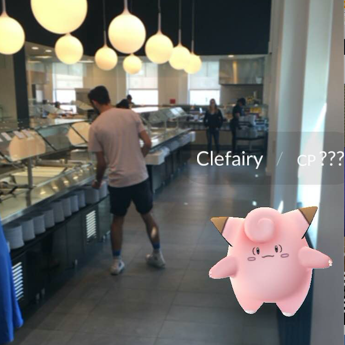 A pokémon appears in the Yahoo cafeteria