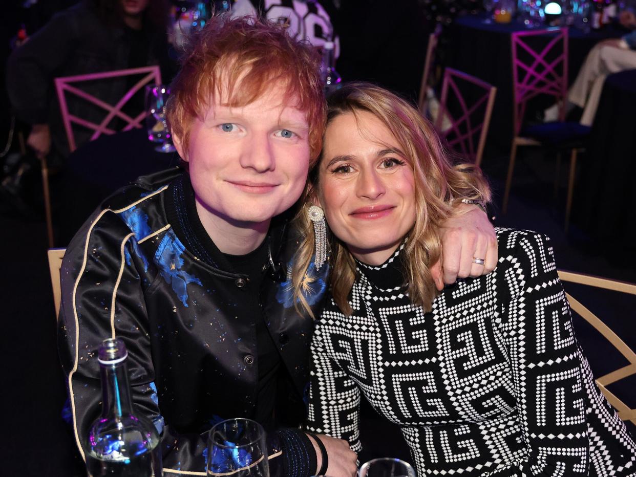 Ed Sheeran and Cherry Seaborn during The BRIT Awards 2022 at The O2 Arena on February 08, 2022 in London, England