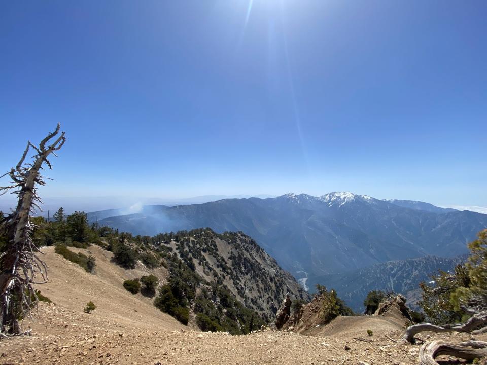 A controlled burn in the Angeles National Forest as seen from the summit of Mount Baden Powell on Tuesday, May 21.