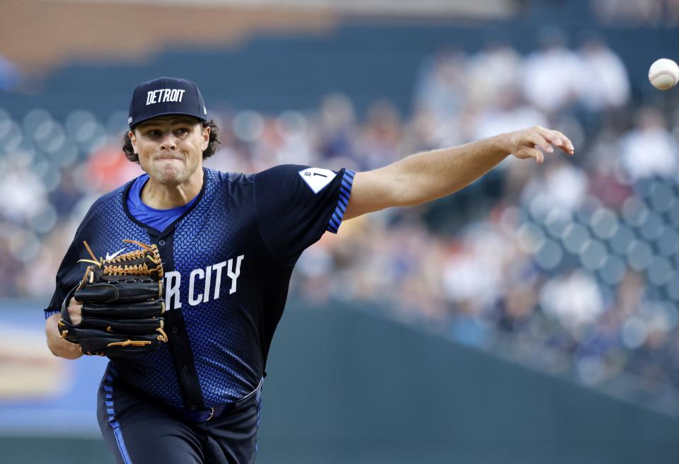 DETROIT, MI -  SEPTEMBER 13:  Brant Hurter #48 of the Detroit Tigers pitches against the Baltimore Orioles during the second inning at Comerica Park on September 13, 2024 in Detroit, Michigan. (Photo by Duane Burleson/Getty Images)