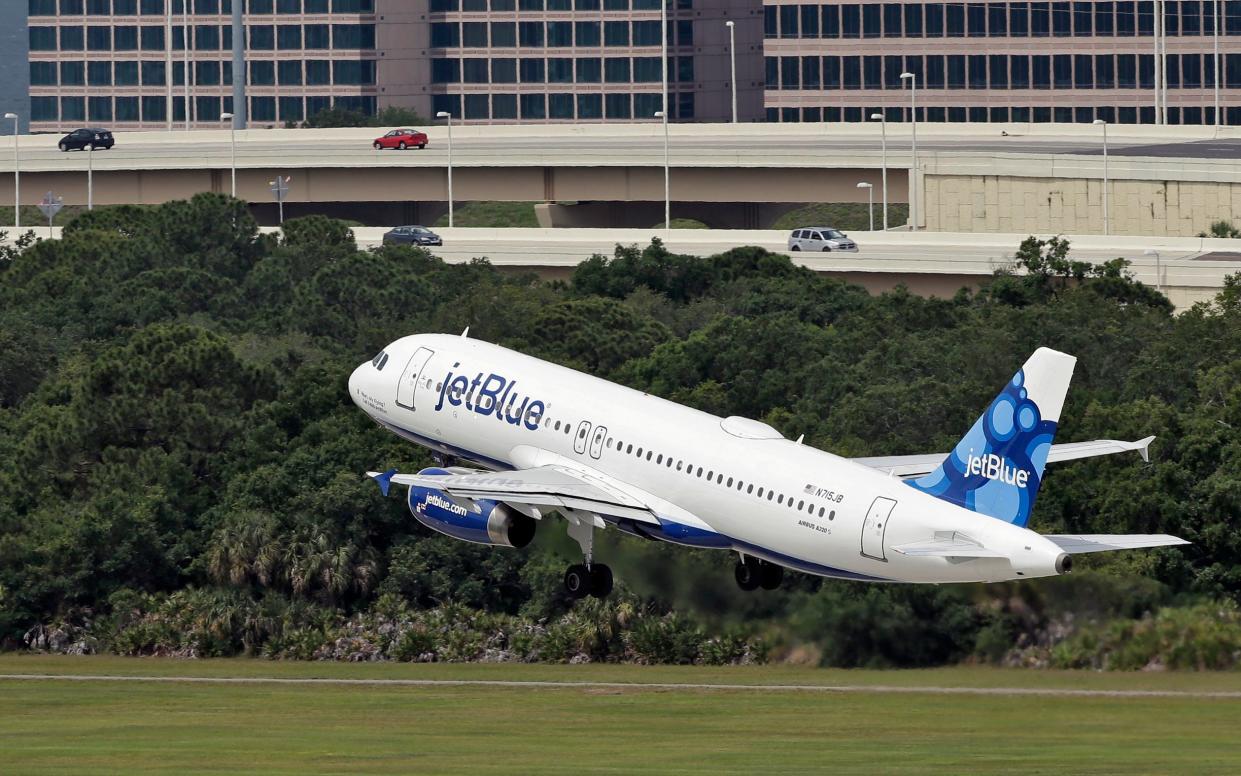 The JetBlue plane left Boston and was bound for Las Vegas - AP