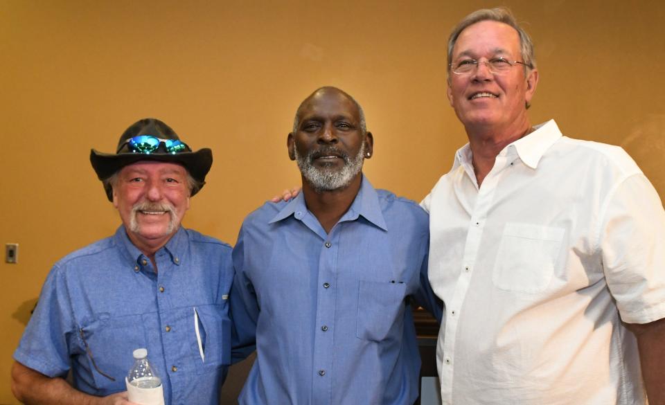 Among the supporters for Crosley Green, in center, are Wilton Dedge and William Dillon, who both served decades in prison for crimes they were later found innnocent of , and released. A press conference was held at the Holiday Inn in Titusville on February 27 after the U.S. Supreme Court will not hear the case of Crosley Green, who has spent 32 years behind bars. He has fought for his innocence since being convicted of a murder in 1989. 