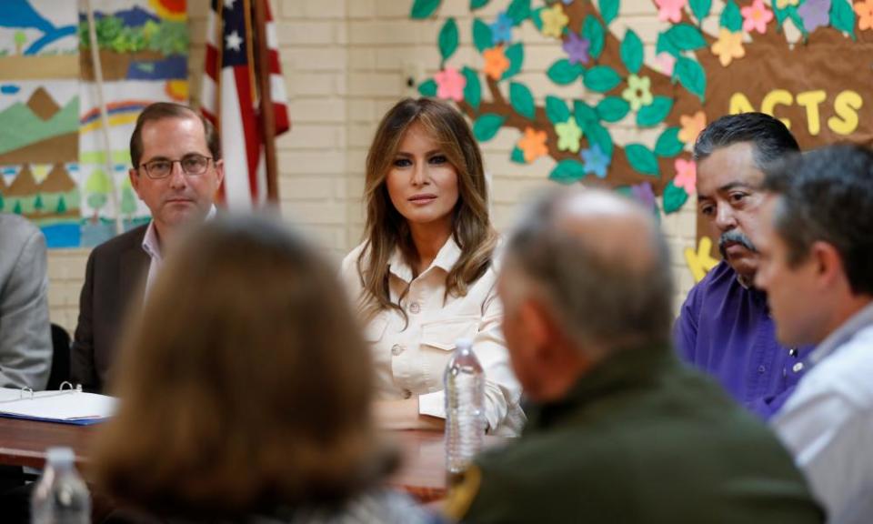 Melania Trump visits a children’s center near the US-Mexico border in McAllen, Texas Thursday.