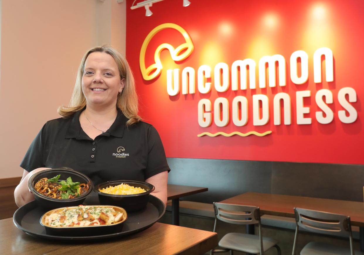 Noodles & Company area manager Jessica DeLaCruz at the restaurant's newest location in Green on April 24.