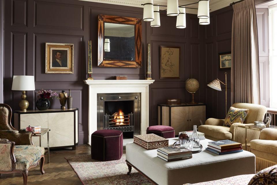 purple walls living room idea