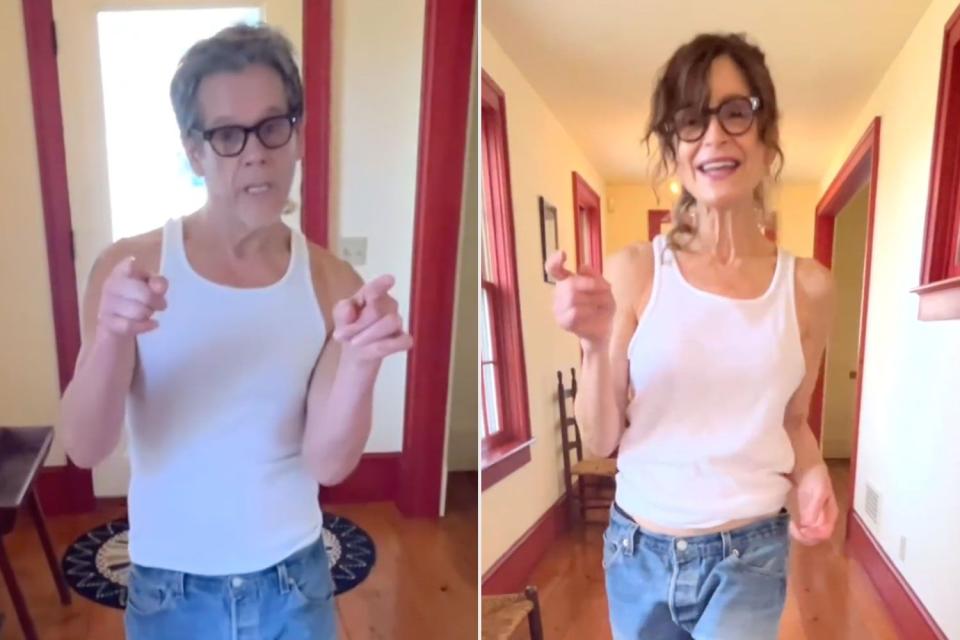 <p>Kevin Bacon/Instagram</p> Kevin Bacon and Kyra Sedwick twin in matching 