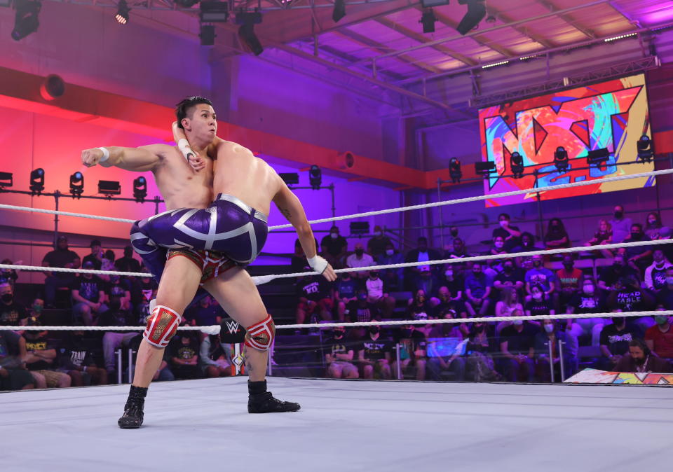 Singaporean WWE wrestler Dante Chen during his debut match at NXT. (PHOTO: WWE)